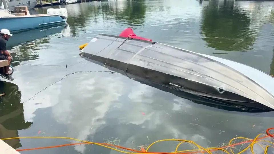Capsized vessel at the dock video preview