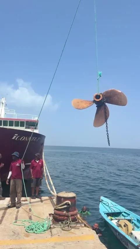 Propeller lifted beside the dock video preview