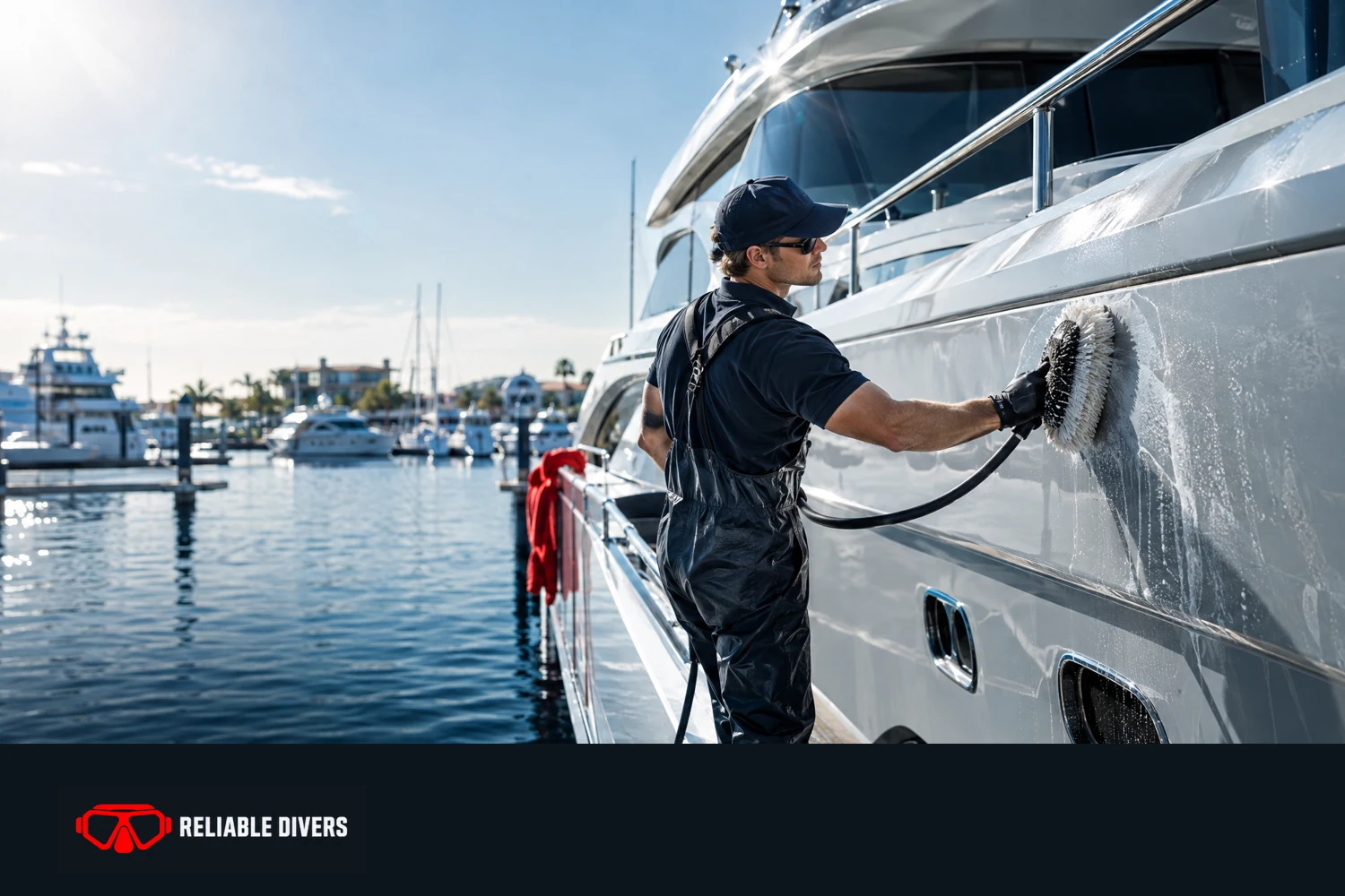 Care above and below. Illustrative marine care imagery.